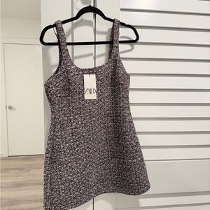 Zara Pink and Black Tweed Dress